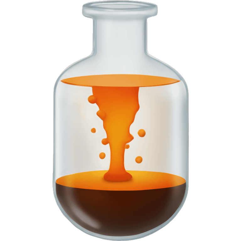 Brown Bromine with an orange aroma in a circular beaker with a tan cork on top emoji