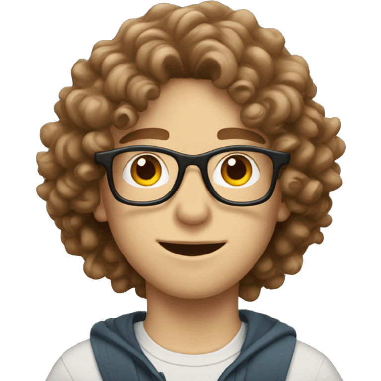 white boy with brown curly hair snd with glasses emoji