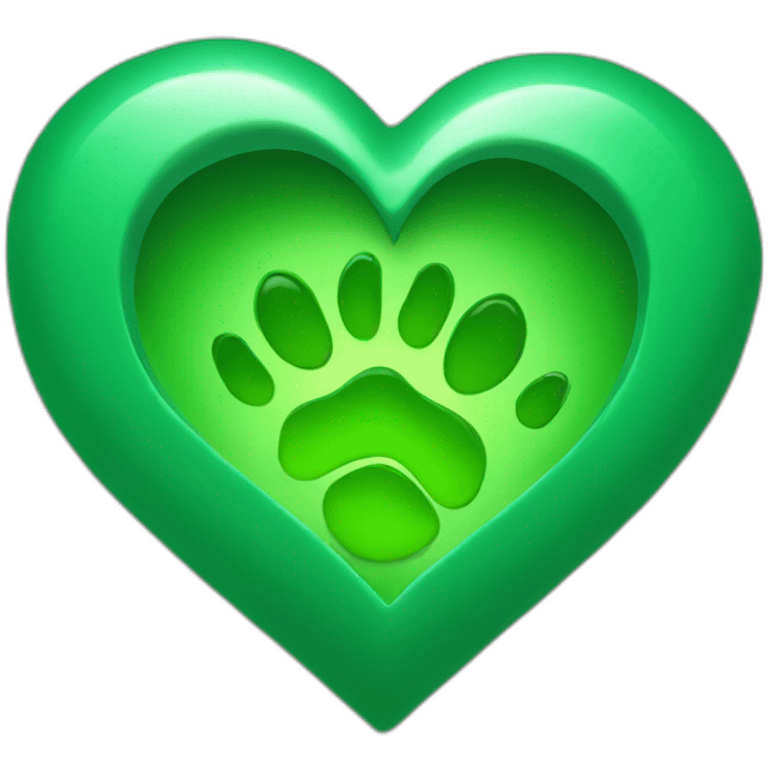 cat paw inside green heart emoji