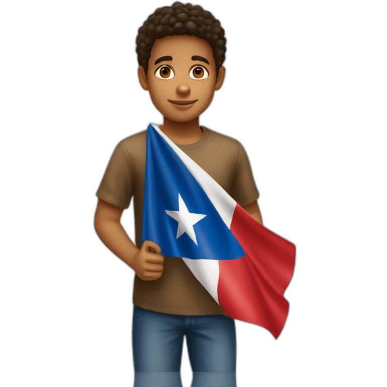 Young brown boy with Cuban flag  emoji