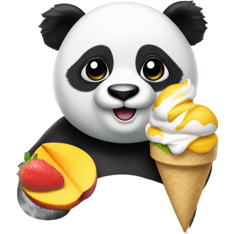 panda with mango and some icecream emoji