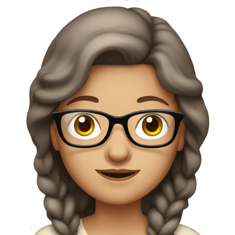 young grandma with long brown hair and glasses  emoji