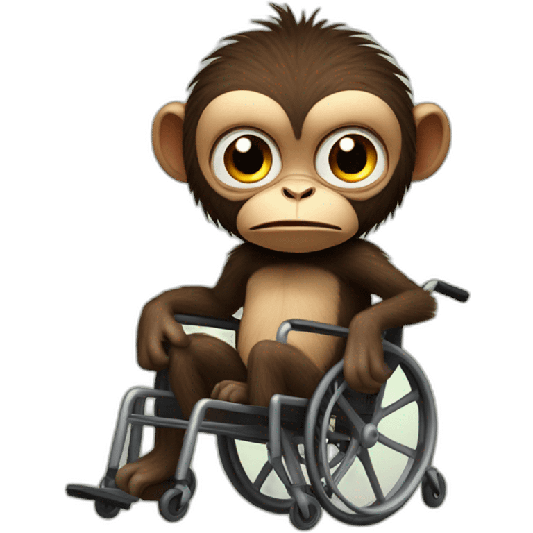 Very angry monkey with small ferocious rollins eyes rides cute wheelchair emoji