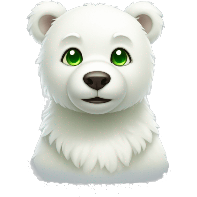 sweet cute white bear green eyes emoji