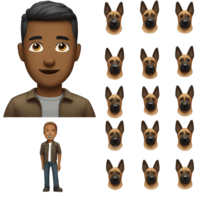 man with Belgian Malinois  emoji