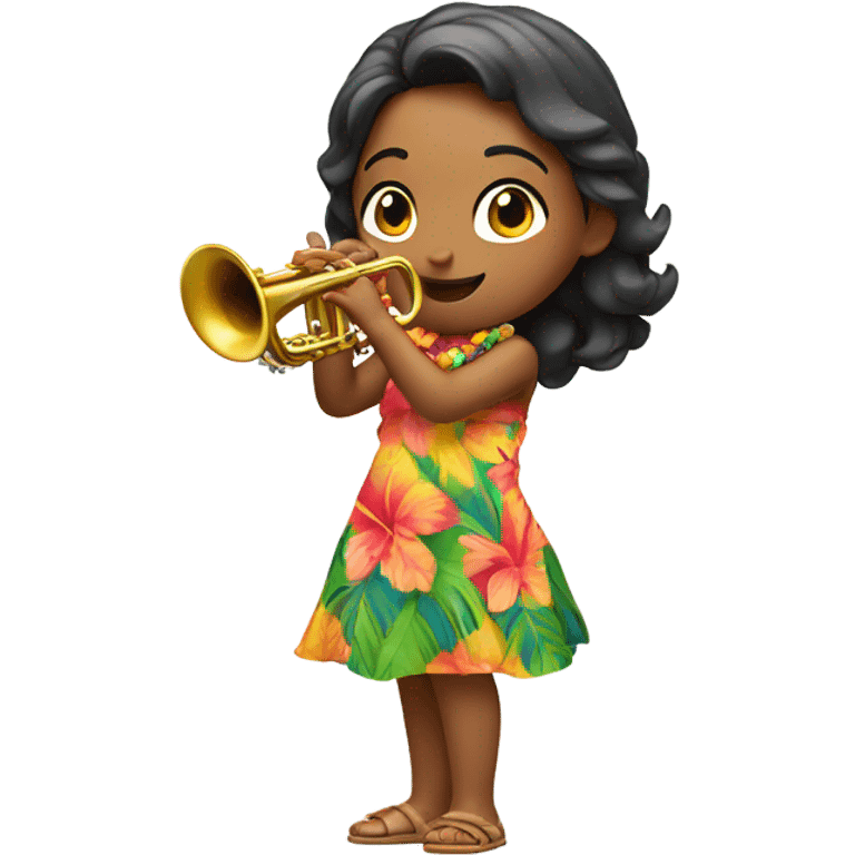 Reveille played by girl in Hawaiian vacation clothes  emoji