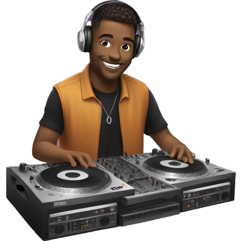 Dj on decks smiling  emoji