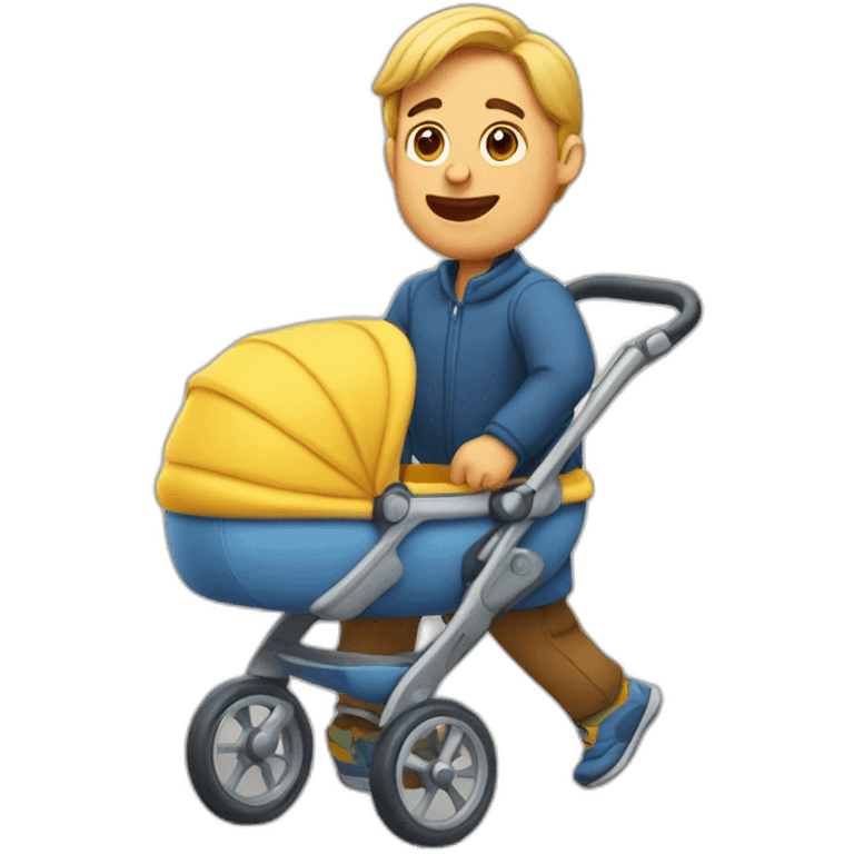 a man who's running with a baby in a stroller emoji