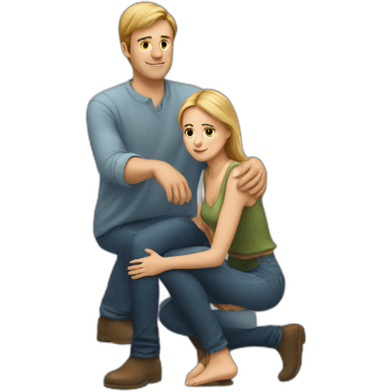 Man on knee facing  woman emoji