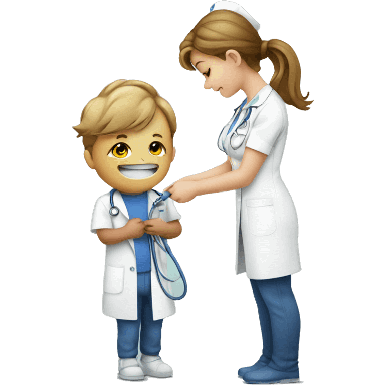 Nurse hooking up iv line on a toddler  emoji