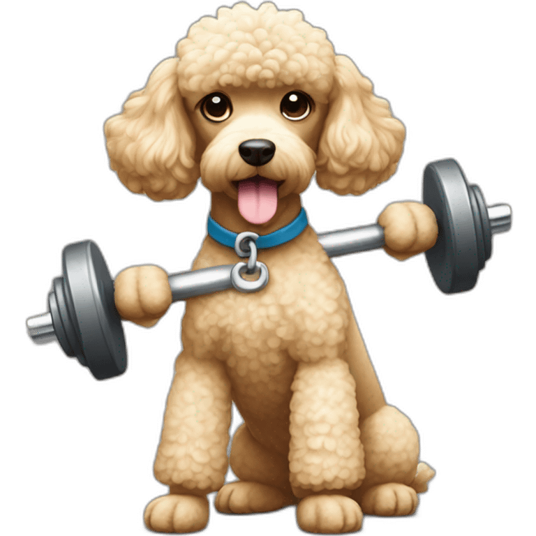 A poodle lifting a dumbbell emoji