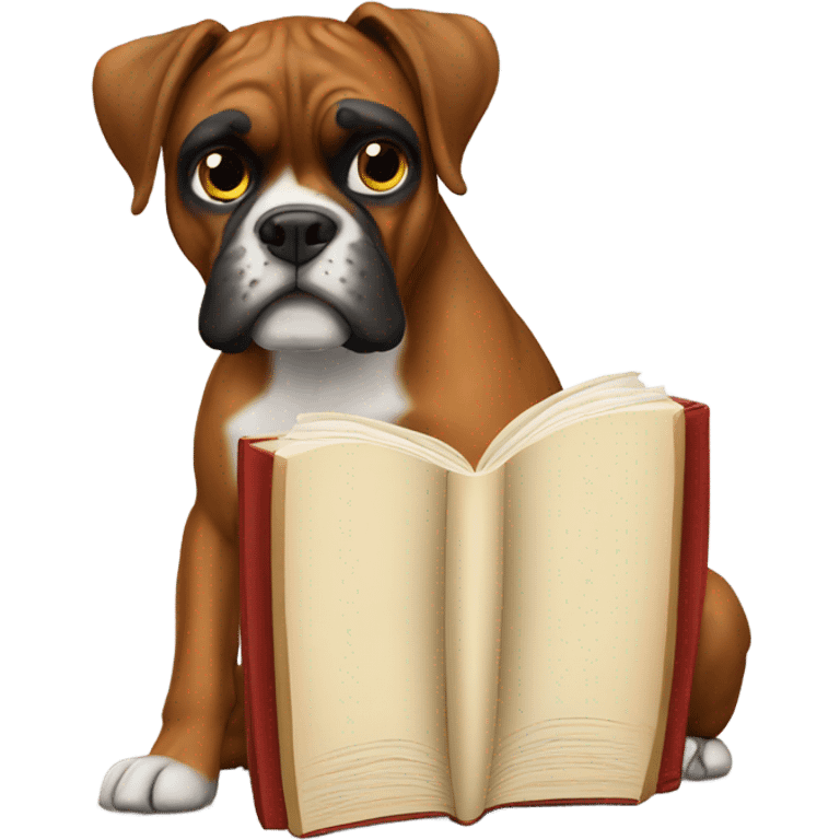 Boxer dog with a book  emoji