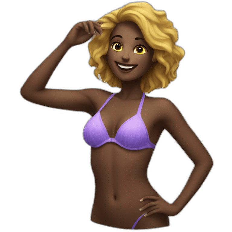 Bikini girl on the moon emoji