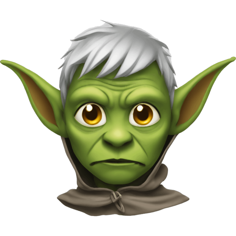 Goblin head, wearing a cape, front view emoji