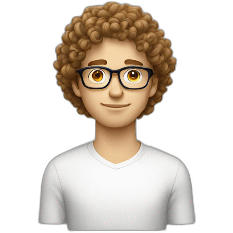 white young guy curly hair with glasses emoji