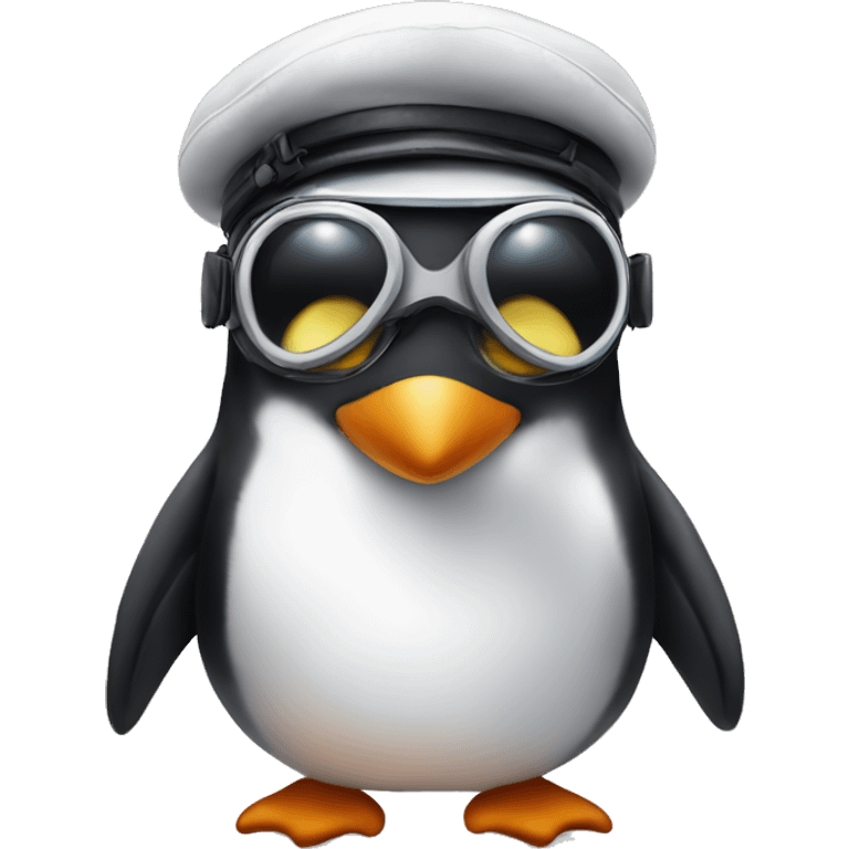 penguin with pilot hat and goggle emoji