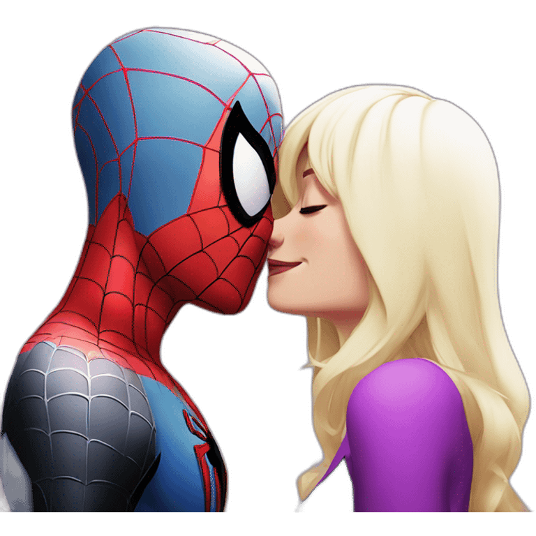 Spiderman kissing Spider-Gwen without masks emoji