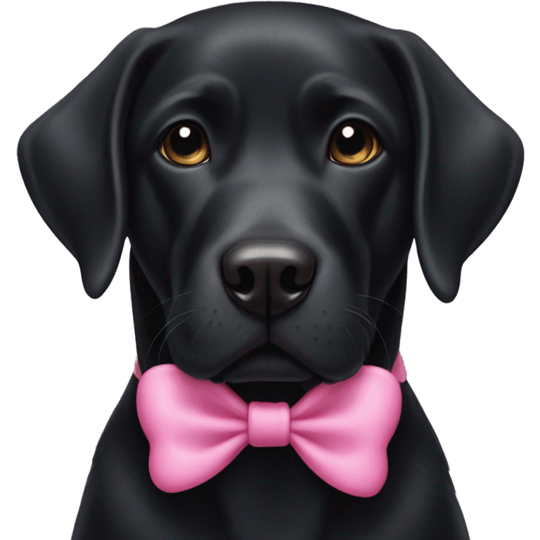 black labrador with a pink  bow on its head emoji