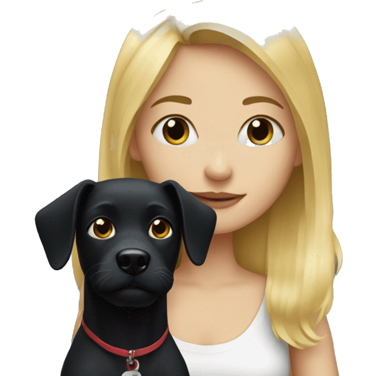 Blonde girl with black dog emoji