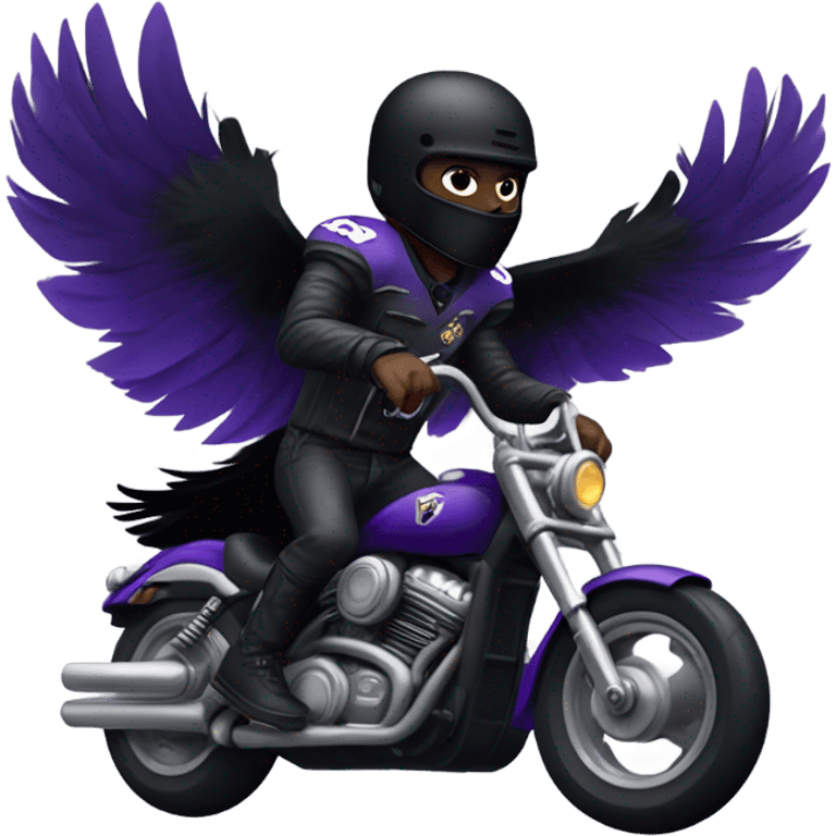 Lamar Jackson as a raven riding a motorcycle  emoji