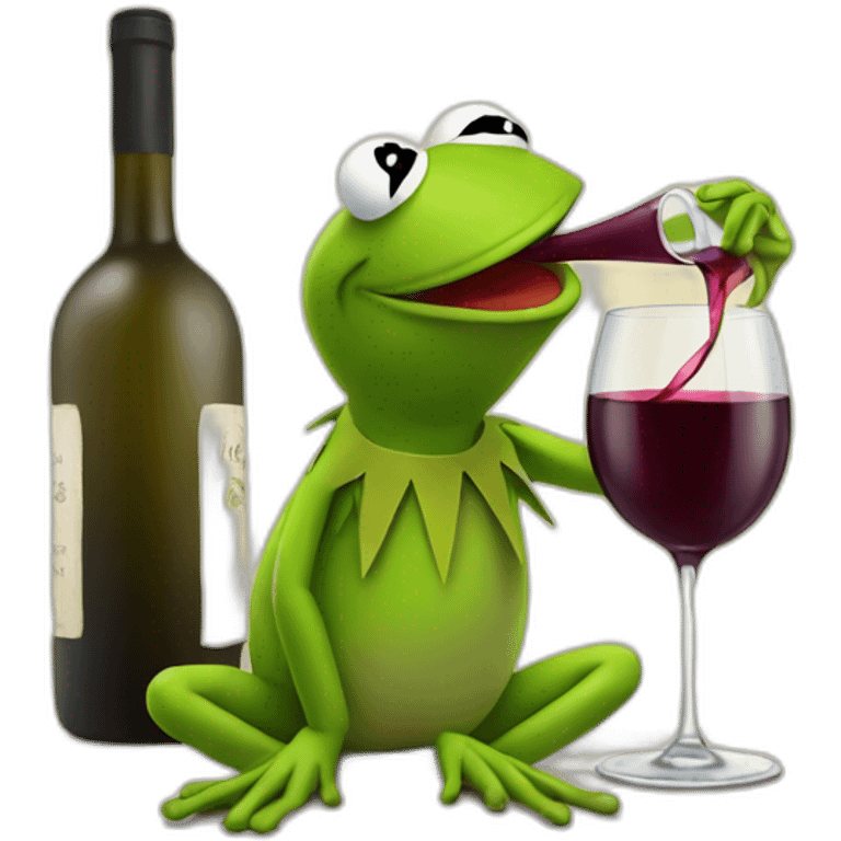 Kermit frog drinking wine emoji