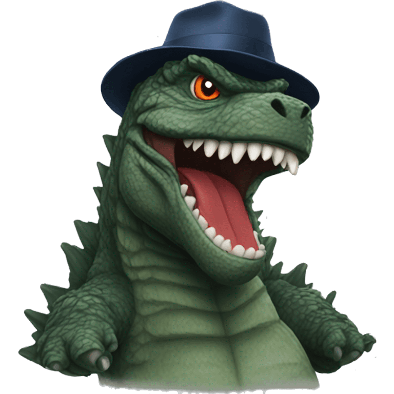 Godzilla with hat emoji