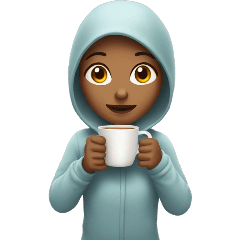 Girl holding a warm drink emoji