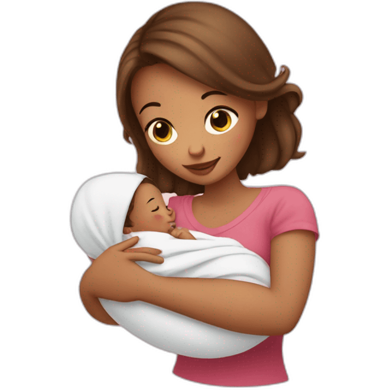 girl with a newborn baby in her arms  emoji