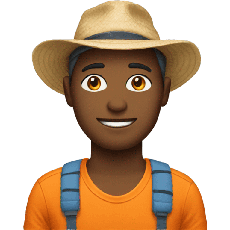 One Person with orange T-shirt and beach hat  emoji