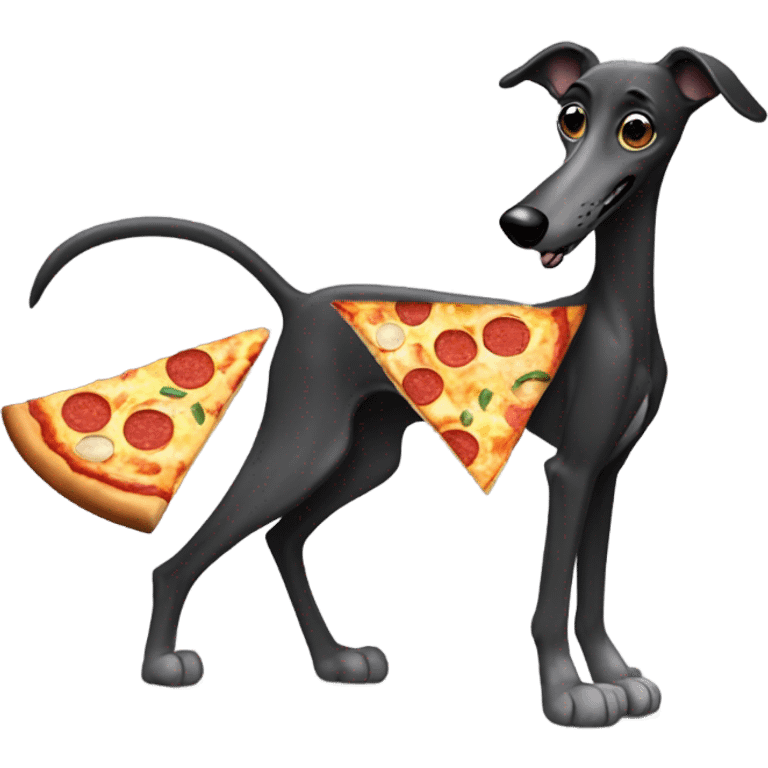 Black greyhound eating pizza emoji