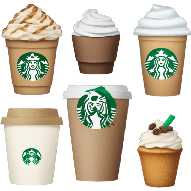 Different Starbucks emojis emoji