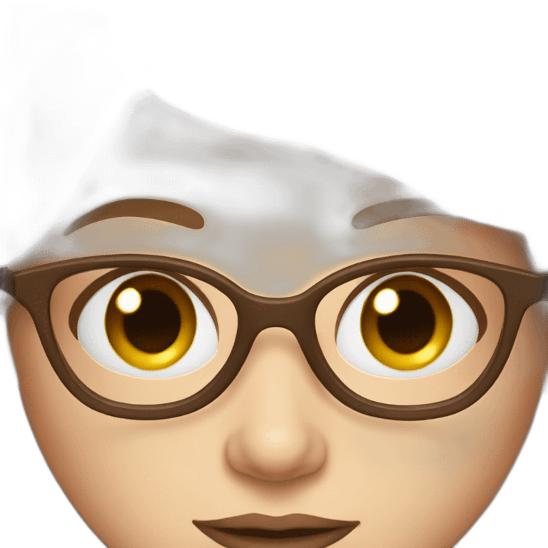 Woman blue eyes glasses Brown hair emoji