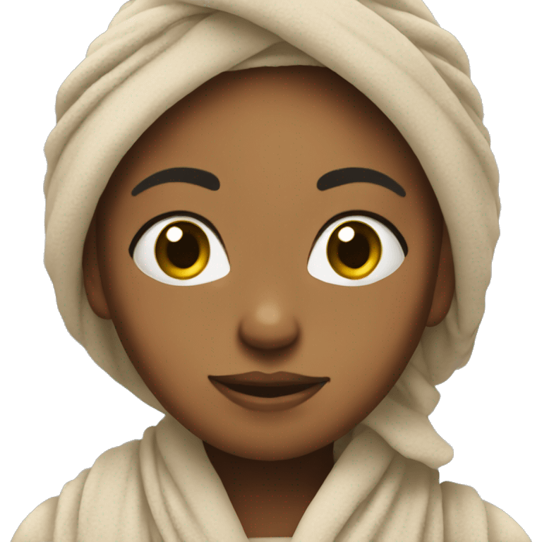 Girl with hair wrapped in towel emoji