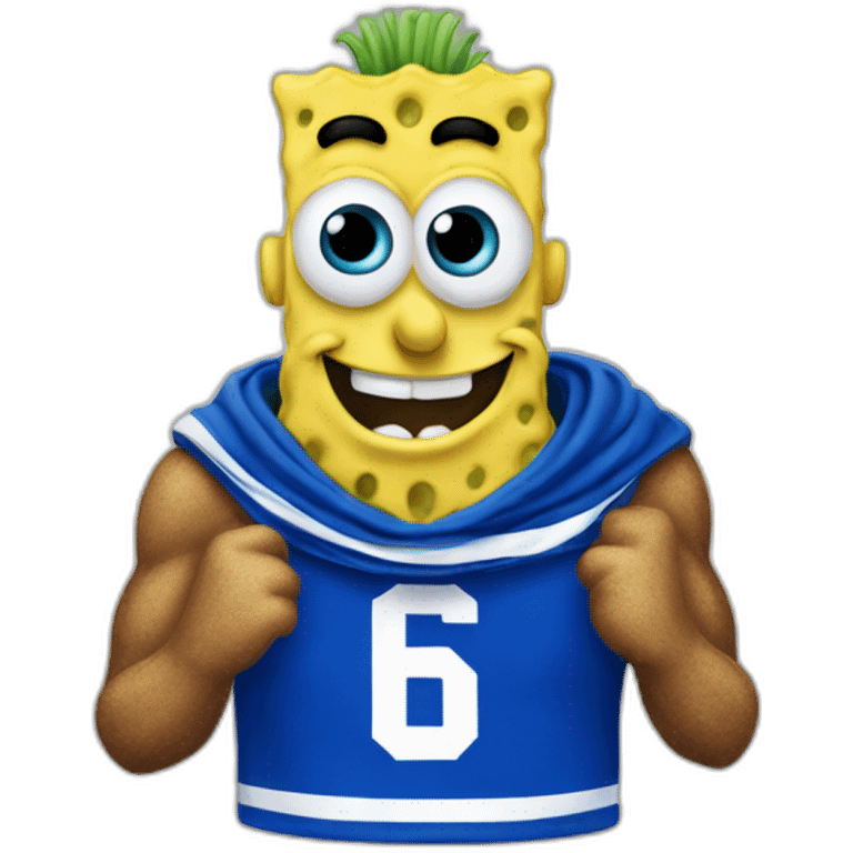 spongebob wearing a north melbourne AFL scarf emoji