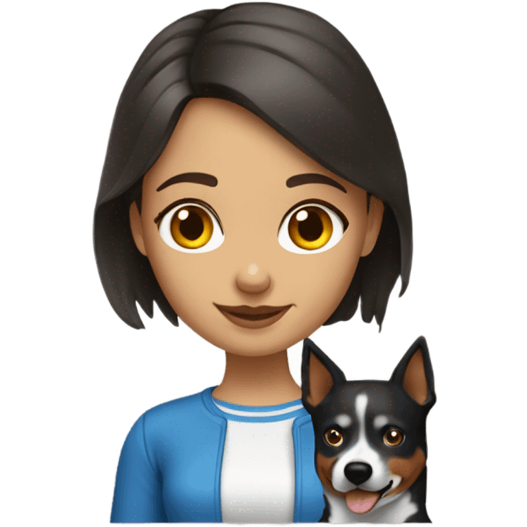 brunette girl with blue heeler emoji