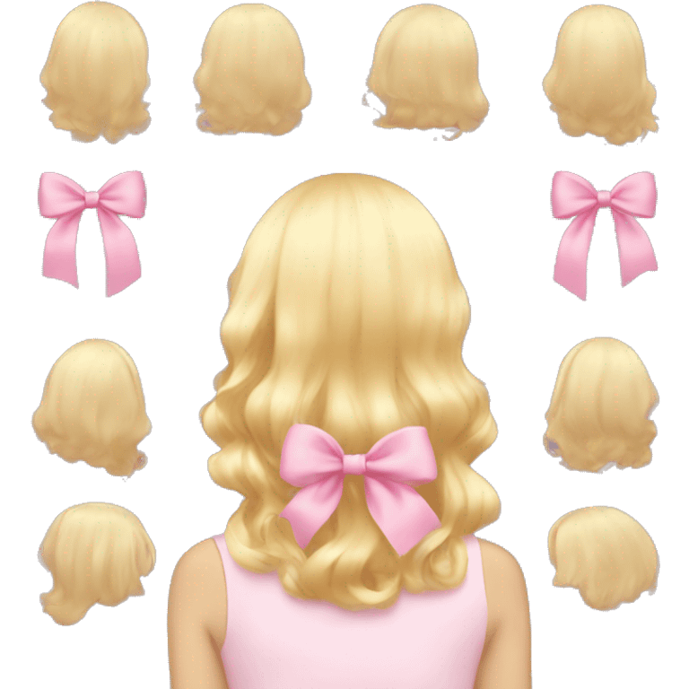 blonde hair from behind with a pastel pink bow emoji