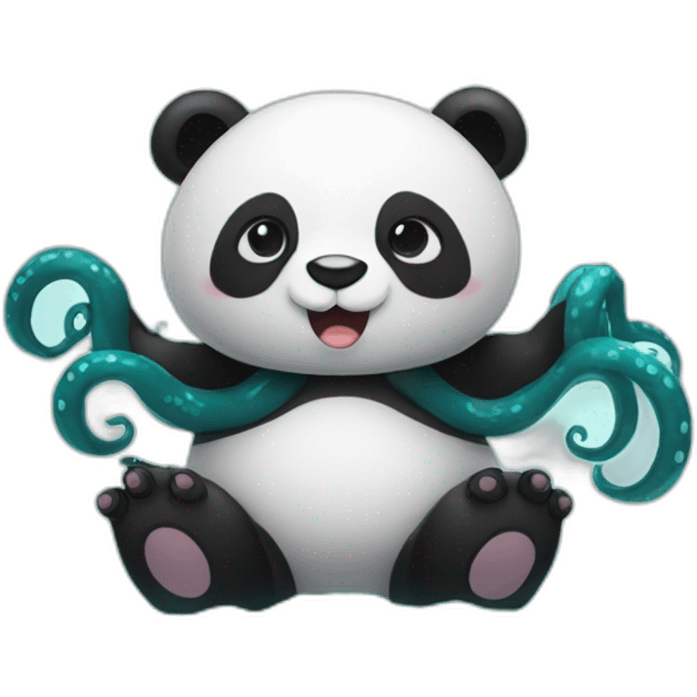 Panda do a hug to octopus emoji