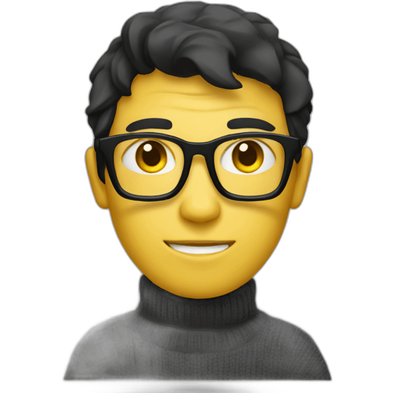 White man with yellow tinted glasses and black hair in a jumper sitting on a chair emoji