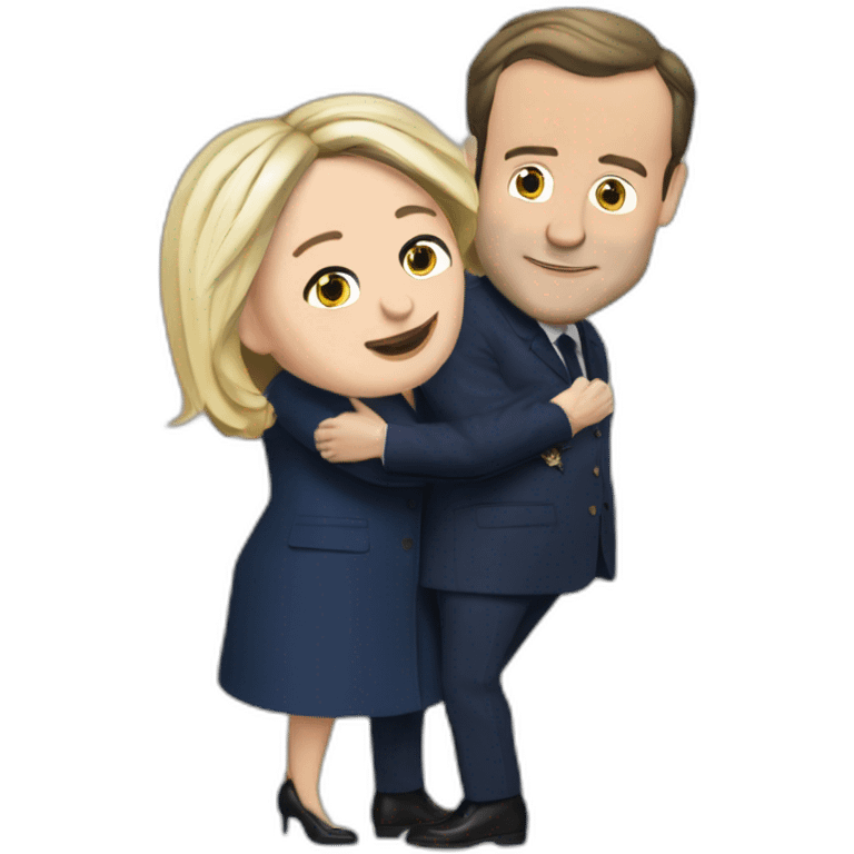 Macron et marine le pen qui s'embrassent emoji