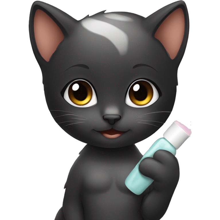 black female kitten doing skin care emoji