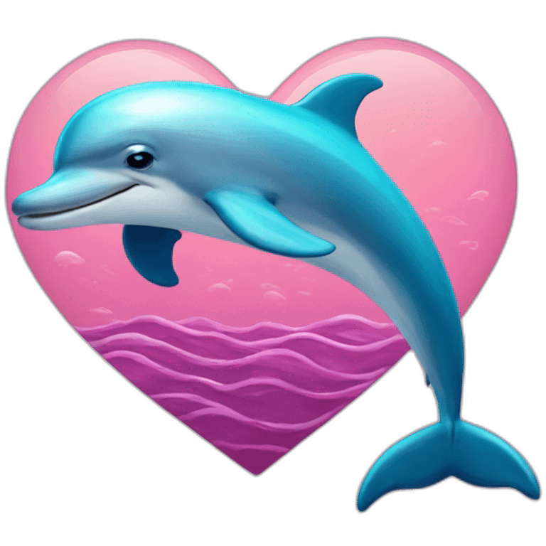 dolphin sea   heart shaped waves emoji