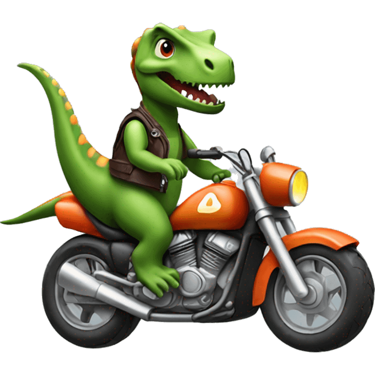 A dino driving a motorcycle emoji