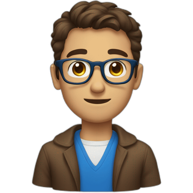 Homme brun lunette et yeux bleu emoji