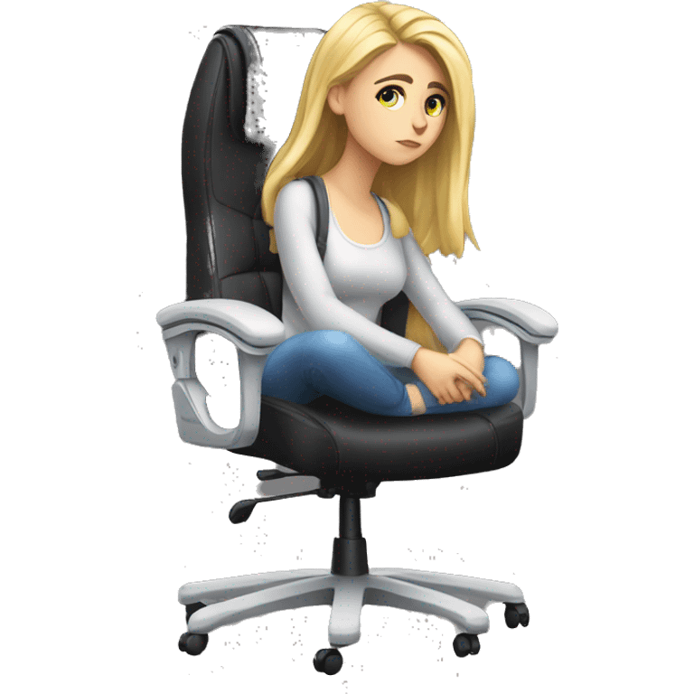 white girl thinking on a big gaming chair  emoji