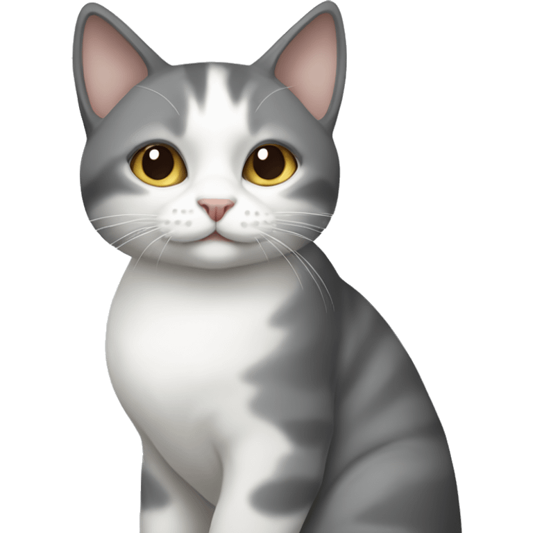 Grey and white bicolor cat  emoji