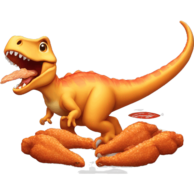 dinosaur eating chicken wings emoji