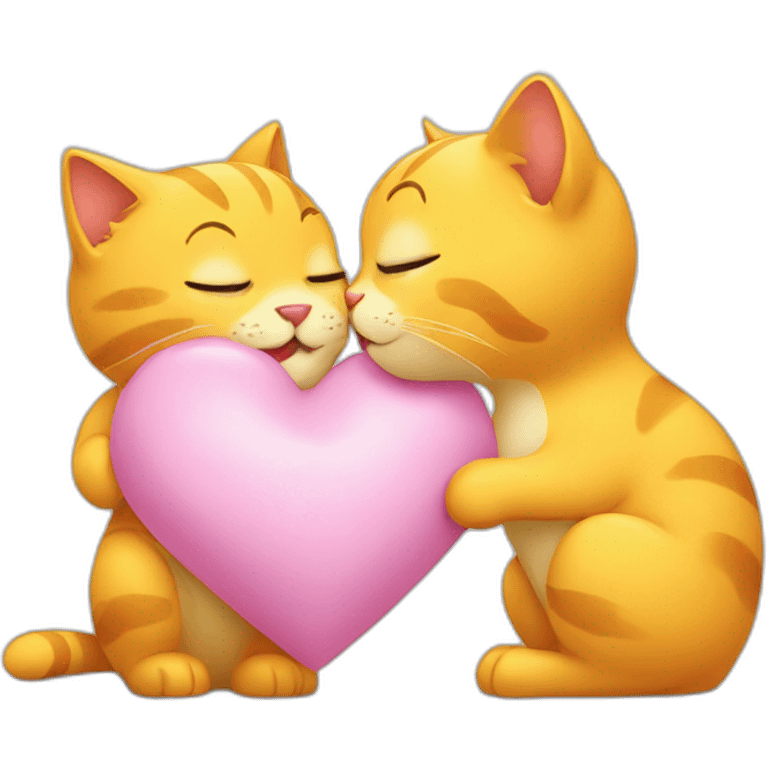 Yellow cat kissing with heart emoji