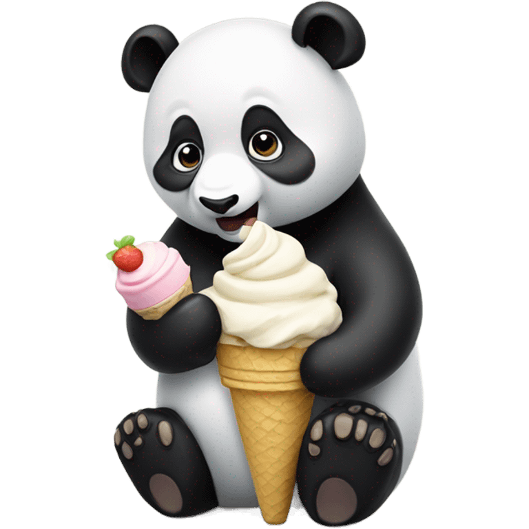 Panda eating ice cream emoji