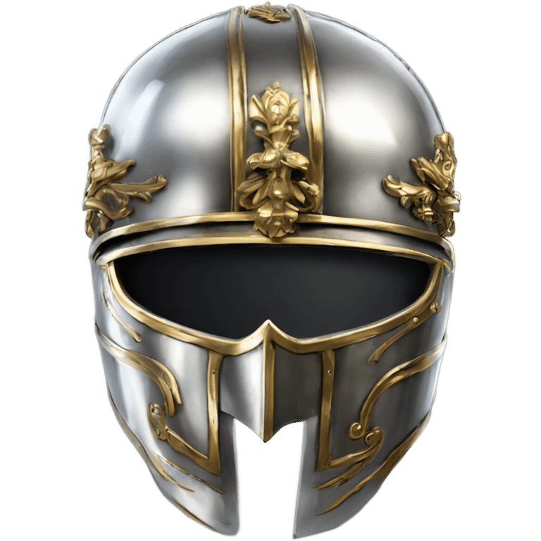 ornate french full-face steel armet helmet chrome emoji