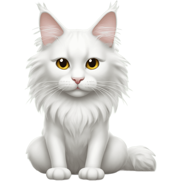 White Maine Coon Cat doing Yoga emoji